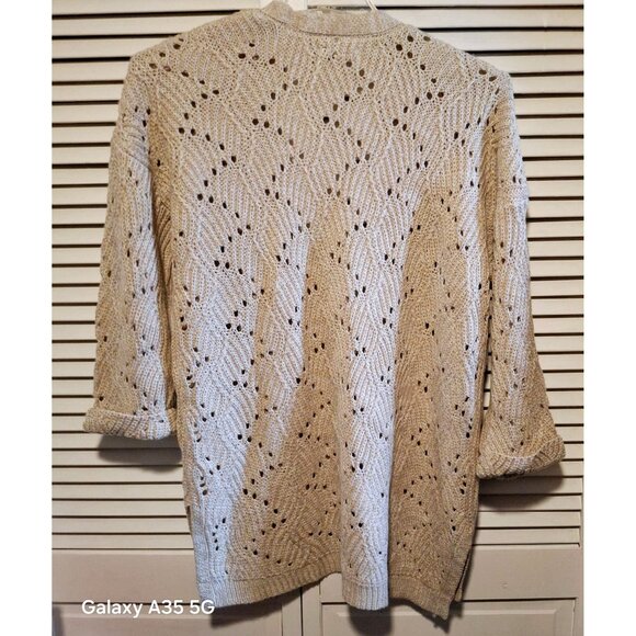 Maurices Open Front Lightweight Knit Cardigan Sweater With 3/4 Sleeves Beige Wom - Picture 4 of 8